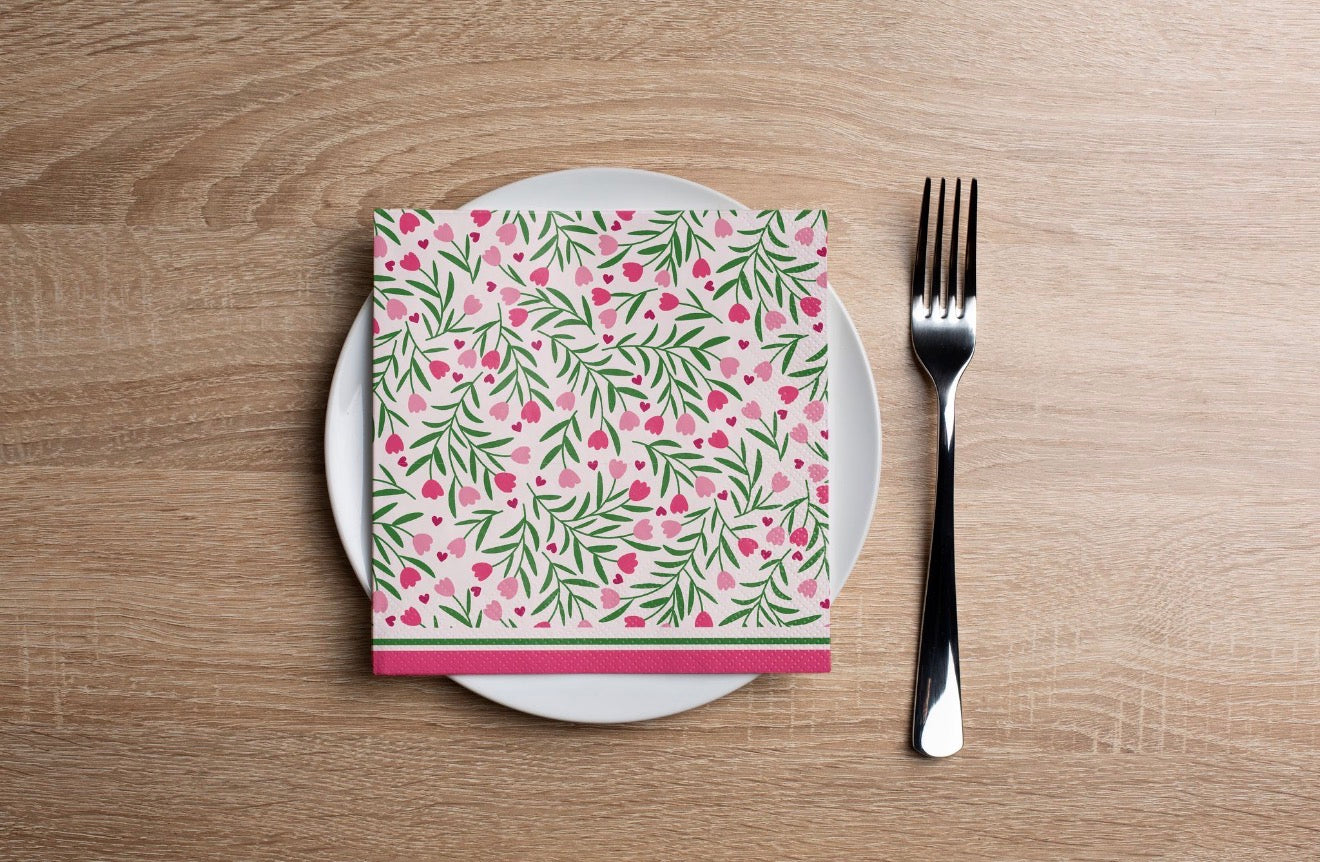 Tulip Hearts Cocktail Napkin