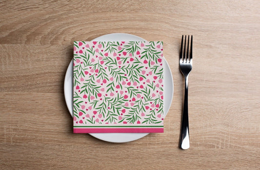 Tulip Hearts Cocktail Napkin