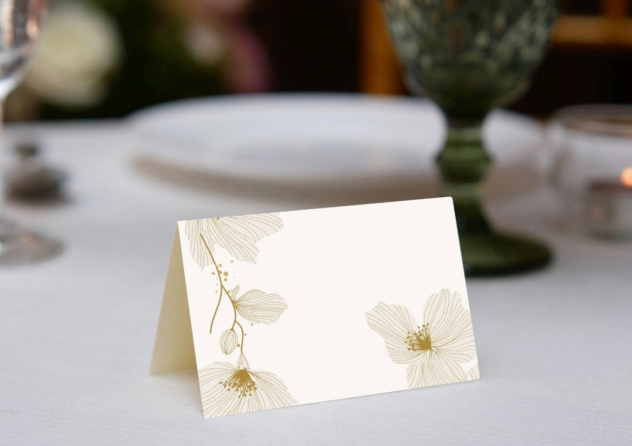 Gold Flower Place Cards