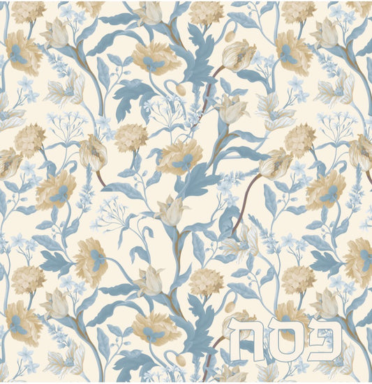 Dusty Blue Pesach Floral - Charger - (SQUARE)