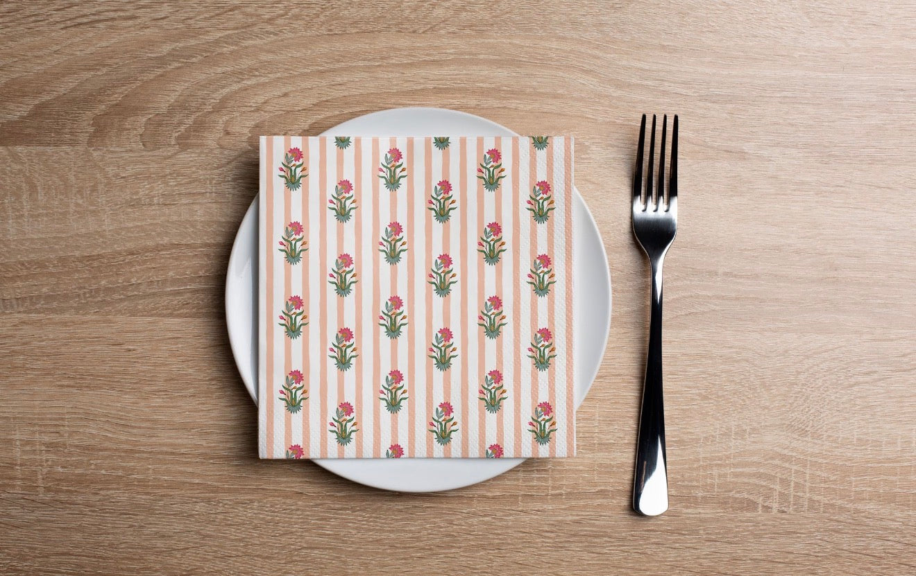 Floral Stamp Cocktail Napkin
