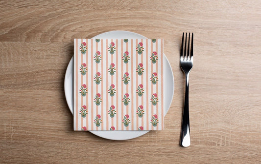 Floral Stamp Cocktail Napkin