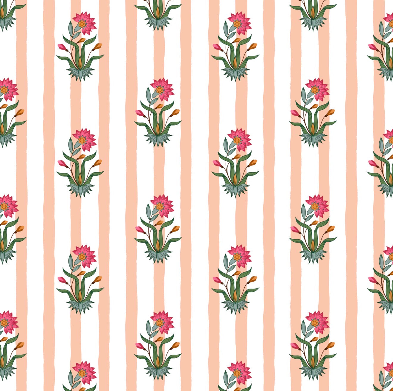 Floral Stamp Cocktail Napkin