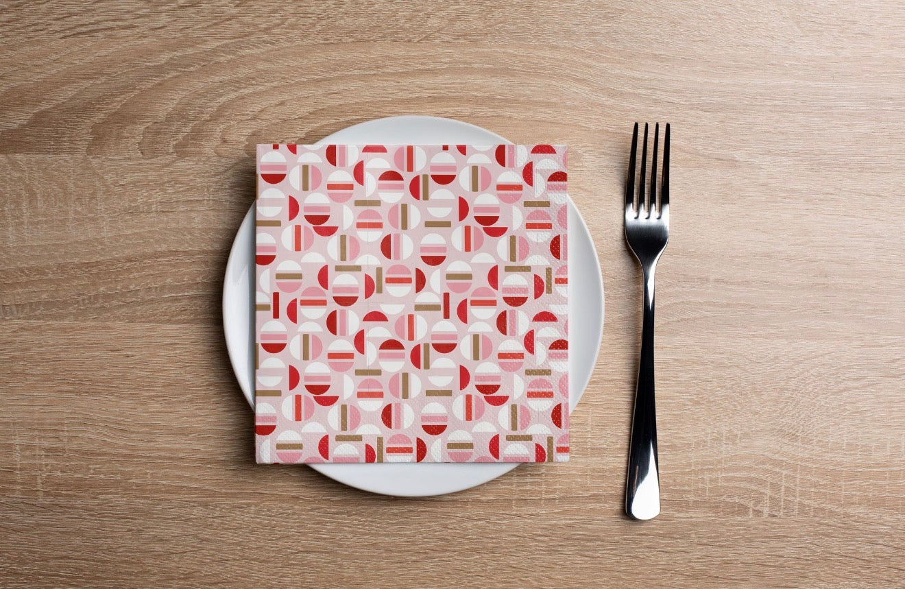 Strawberry Macarons Cocktail Napkin