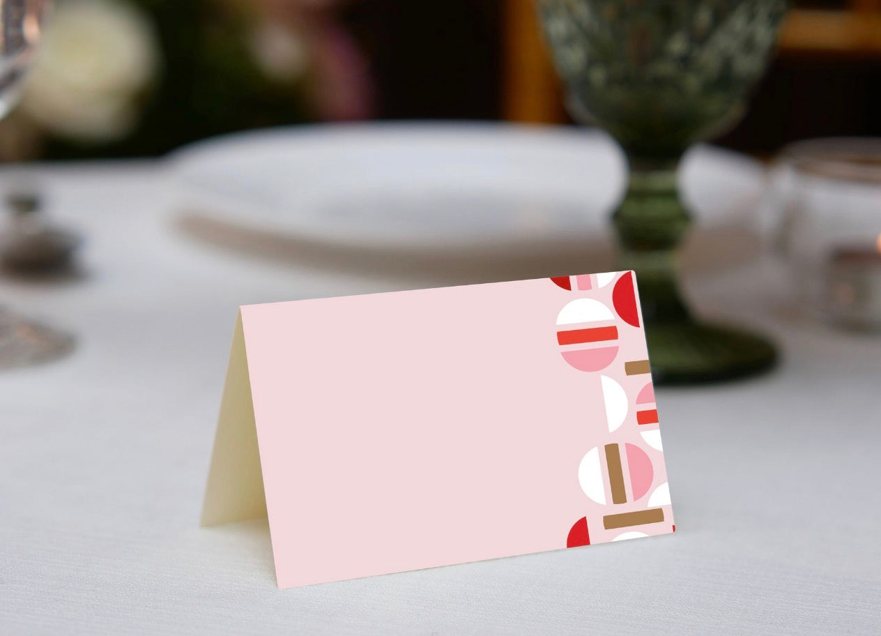 Strawberry Macarons Place Cards