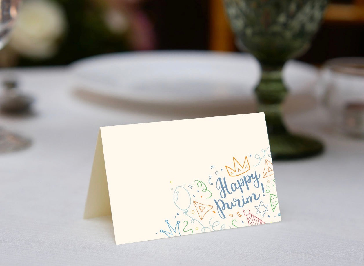 Purim Scribble Place Cards