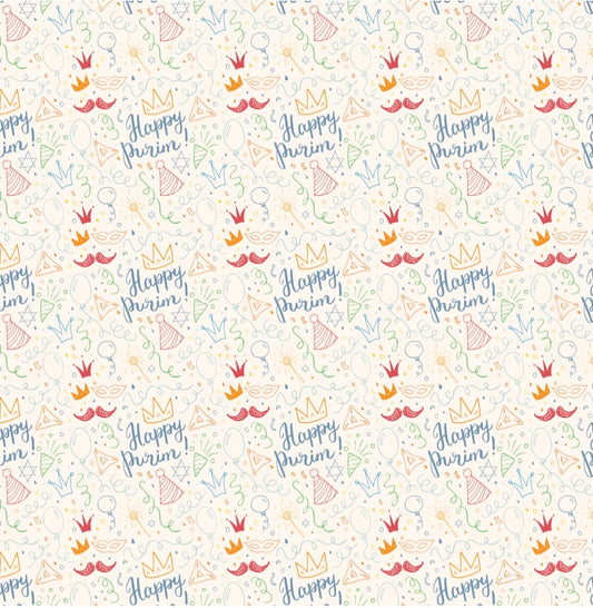 Purim Scribble - Charger - (SQUARE)