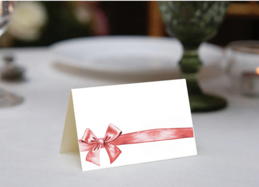 Red Gift Bow Place Cards