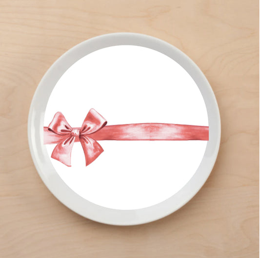 Red Gift Bow Plate Accent