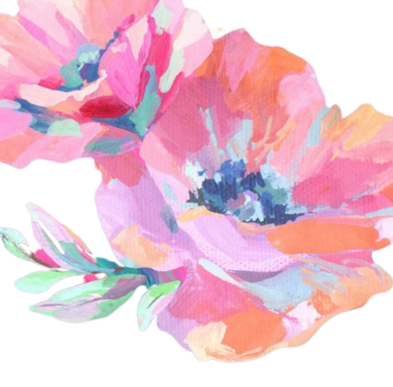 Neon Brushstroke Flowers Cocktail Napkin