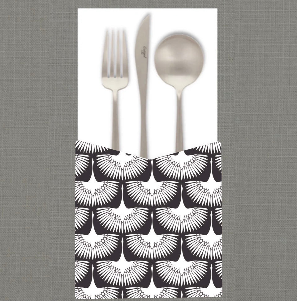 Flying Swans Black Cutlery Pouch