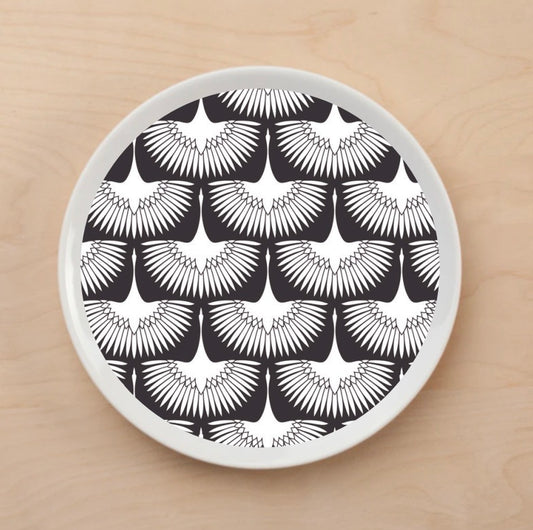 Flying Swans Black Plate Accent