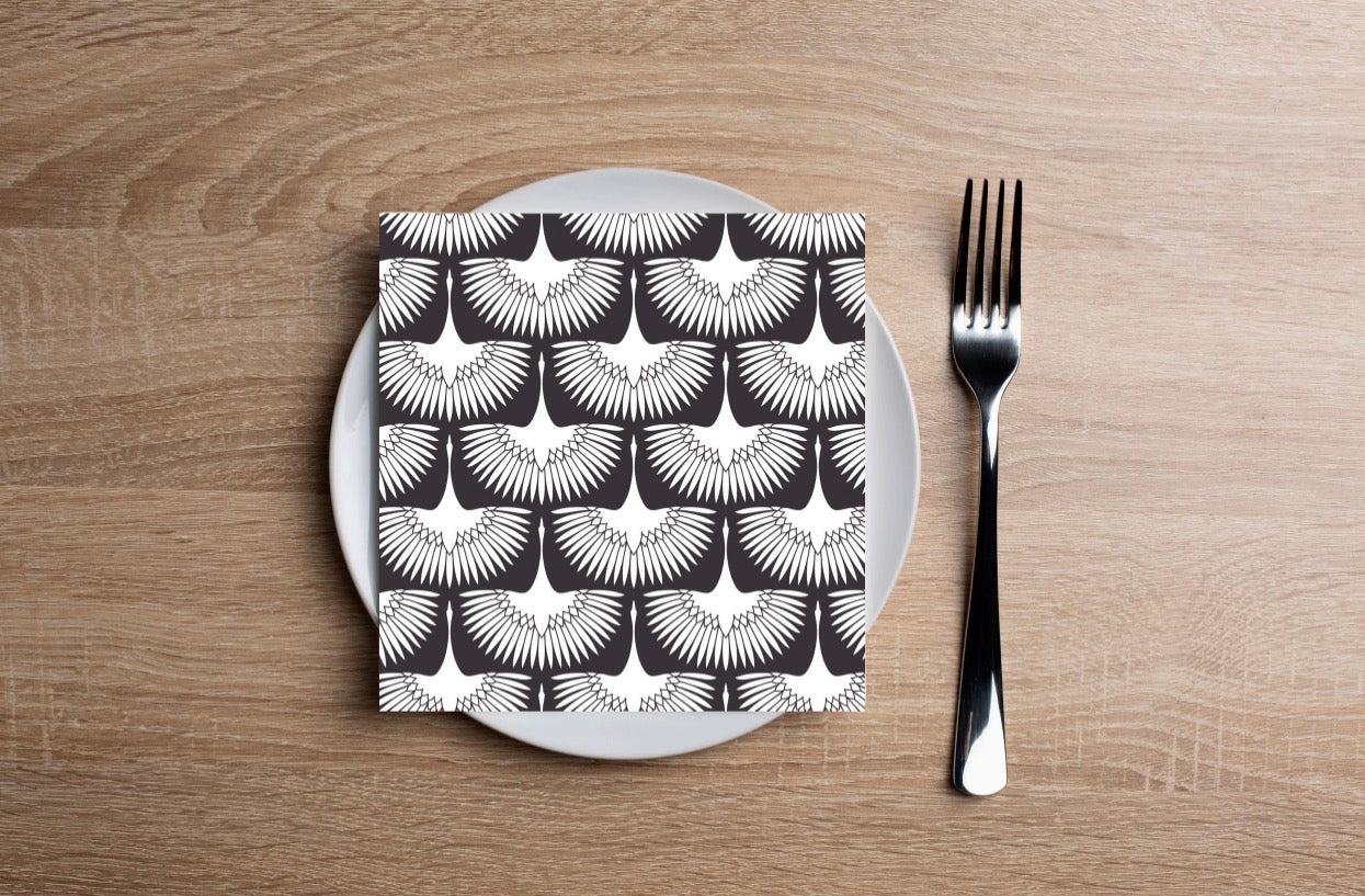 Flying Swans Black Cocktail Napkin