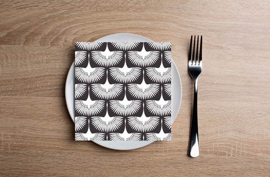Flying Swans Black Cocktail Napkin