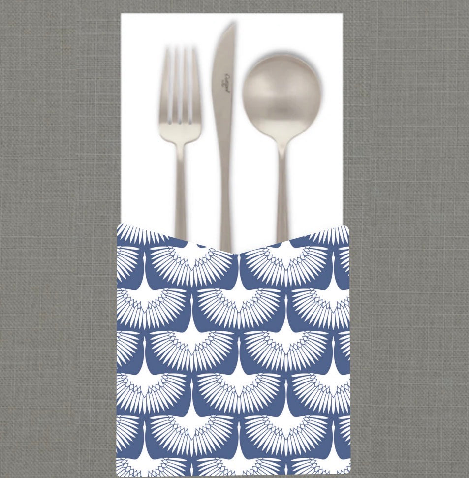 Flying Swans Blue Cutlery Pouch