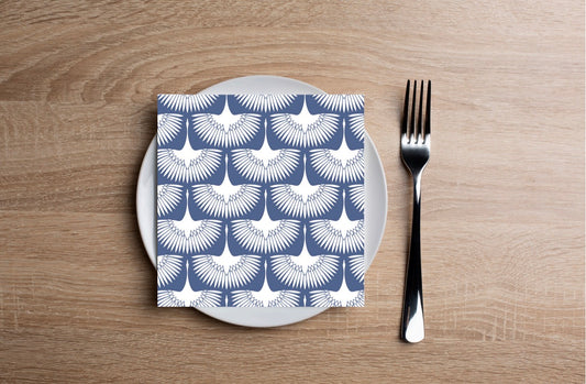 Flying Swans Blue Cocktail Napkin