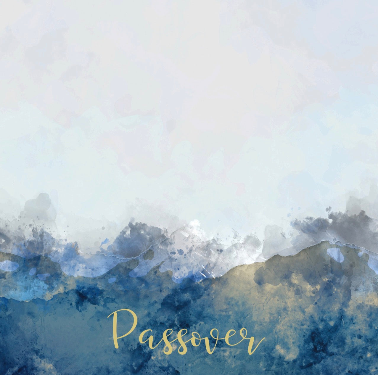 Blue Watercolor Passover Cocktail Napkin