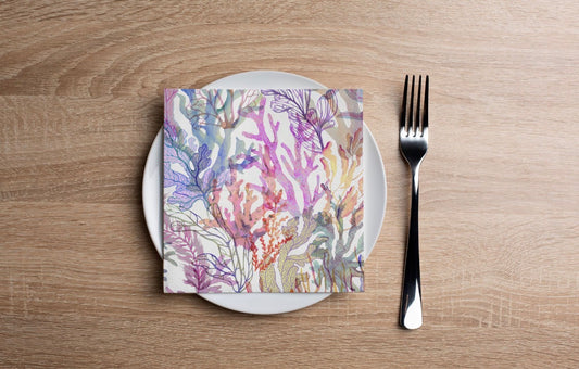 Watercolor Coral Cocktail Napkin