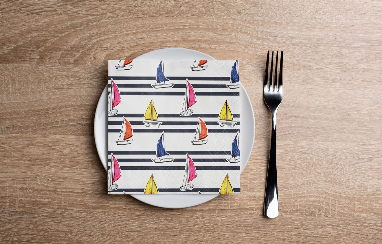 Sailboats Cocktail Napkin