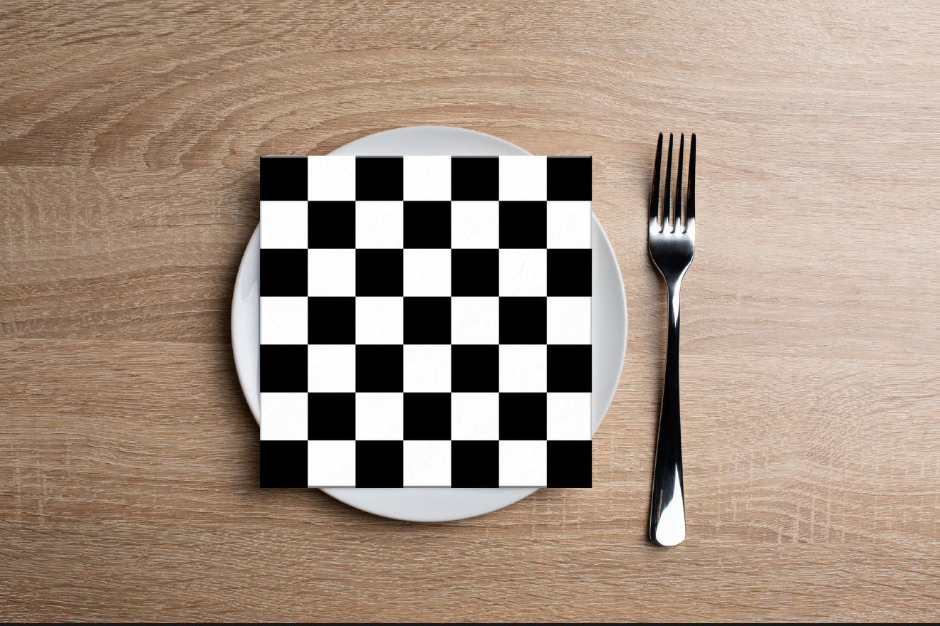 Black Checkered Cocktail Napkin