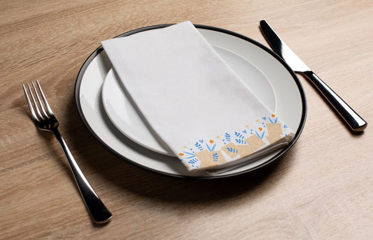 Floral Matzoh - Printed Guest Towel