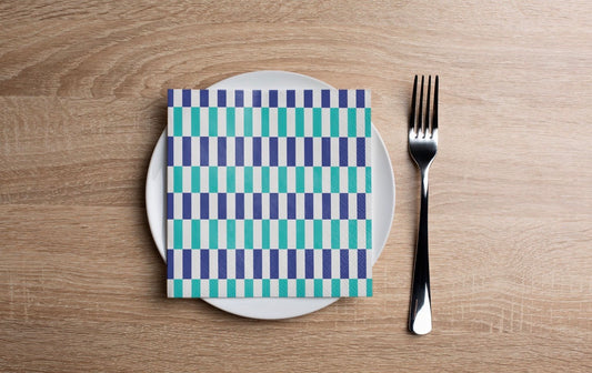 Offset Blue Cocktail Napkin