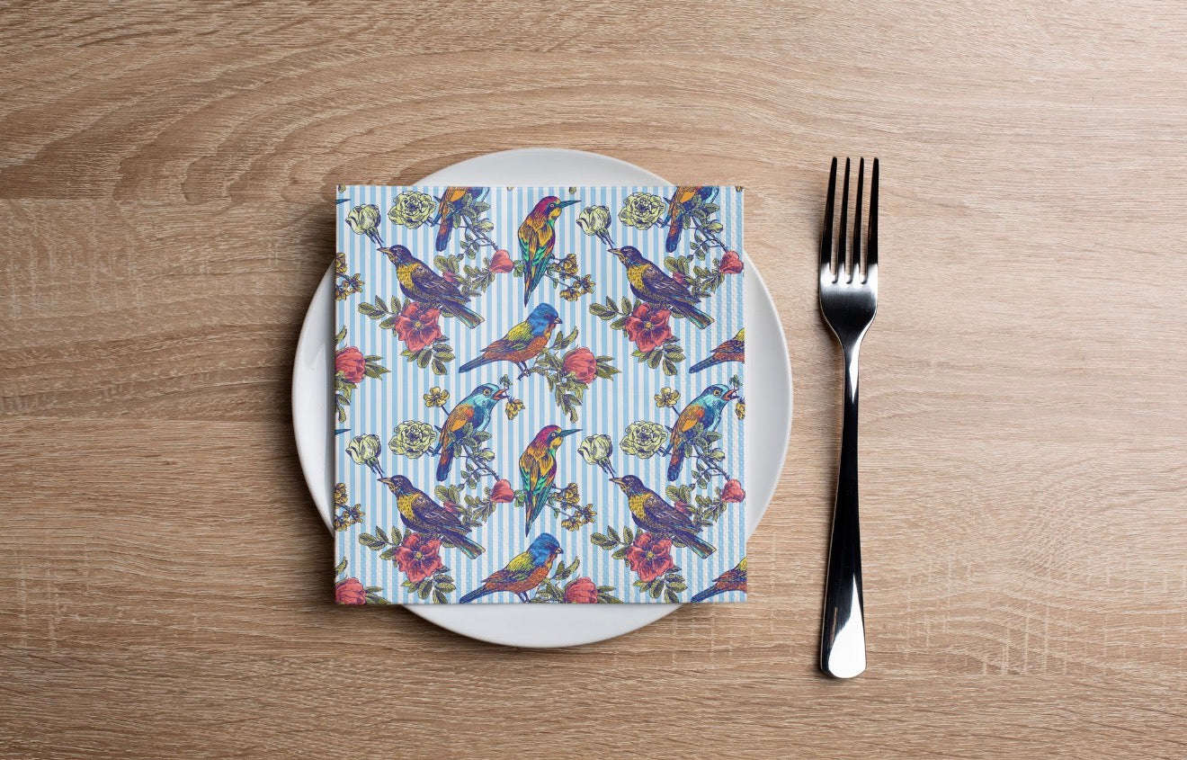 Pinstripe Tropics Cocktail Napkin