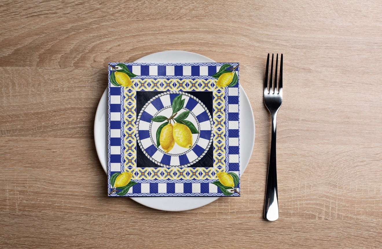Venetian Lemons Cocktail Napkin
