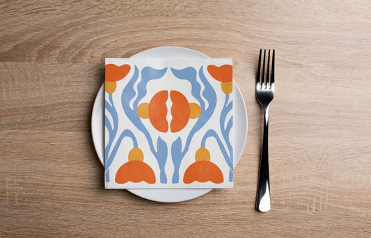 Floral Doodle Cocktail Napkin