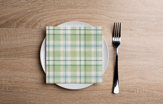 Green Plaid Cocktail Napkin