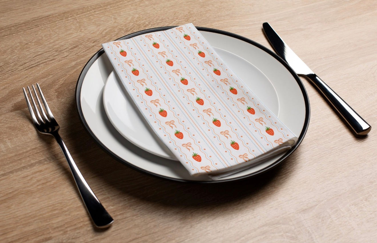 Strawberry Stripes - Printed Guest Towel