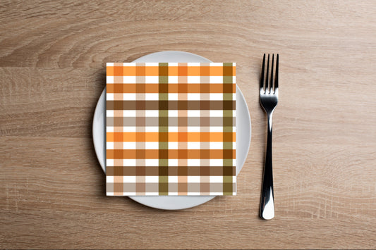 Autumn Gingham Cocktail Napkin