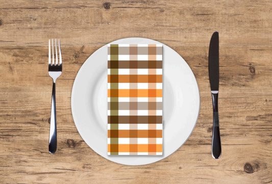 Autumn Gingham  - Printed Guest Towel