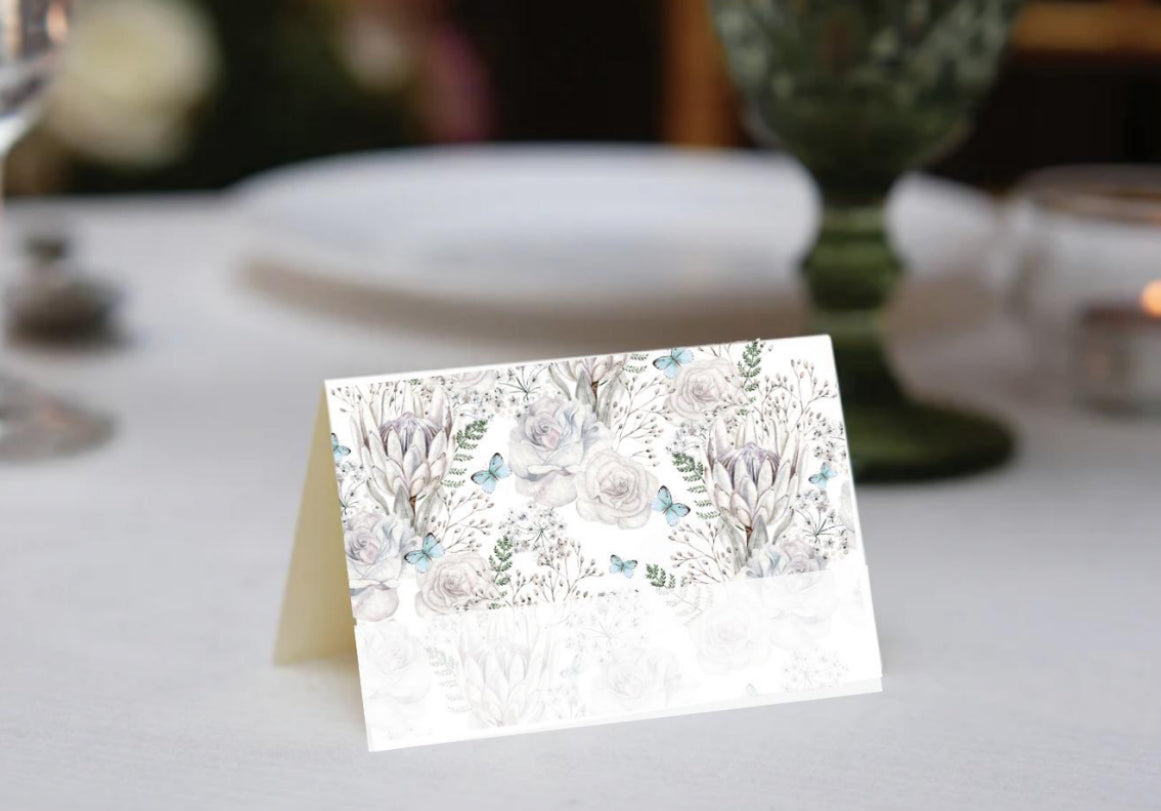 Winter Plush Floral Place Cards