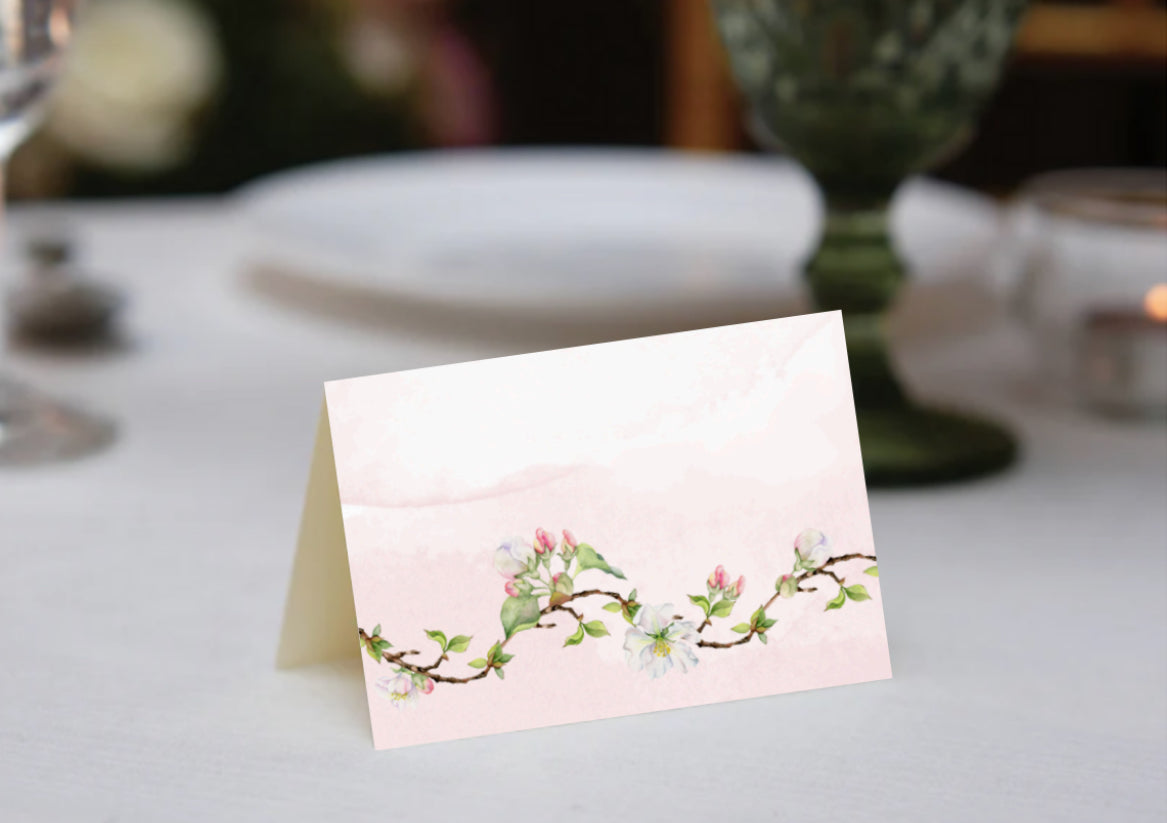 Watercolor Apple Blossoms Place Cards