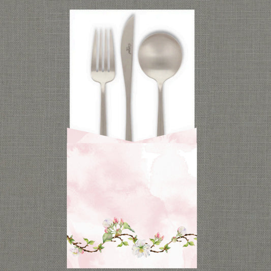 Watercolor Apple Blossoms Cutlery Pouch