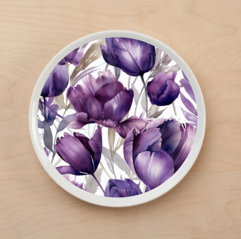 Violet Tulips Plate Accent