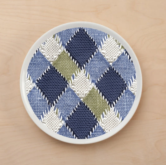 Green and Blue Plaid Plate Accent