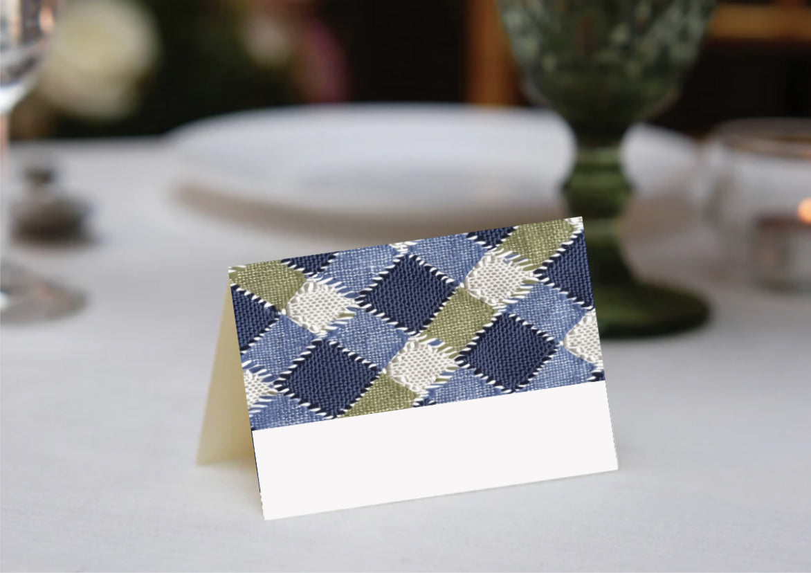 Green and Blue Plaid Place Cards