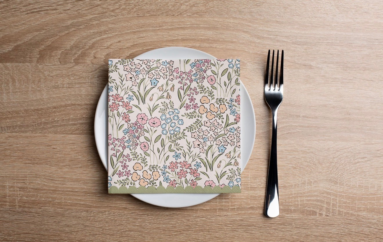 Ditsy Flower Pattern Cocktail Napkin