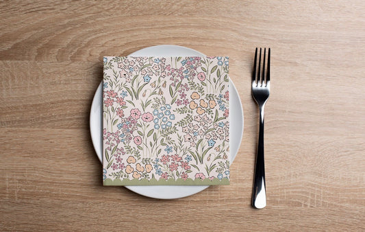 Ditsy Flower Pattern Cocktail Napkin
