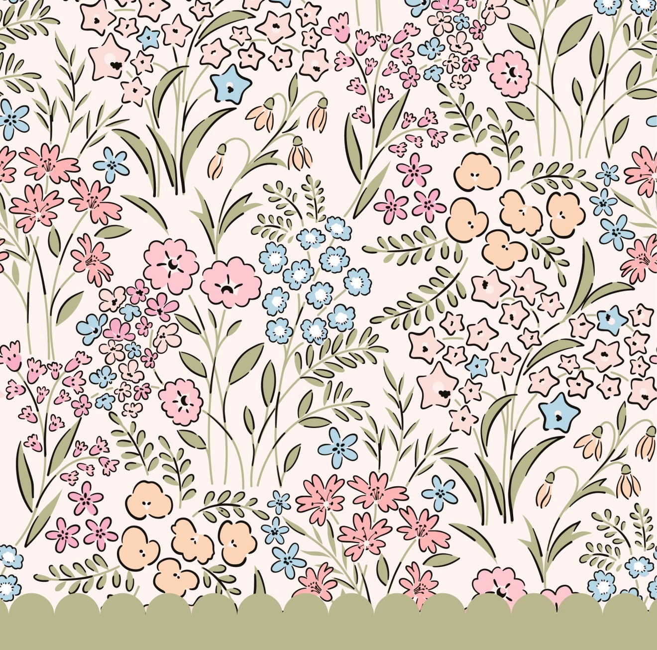 Ditsy Flower Pattern Cocktail Napkin