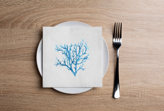Blue Coral Cocktail Napkin