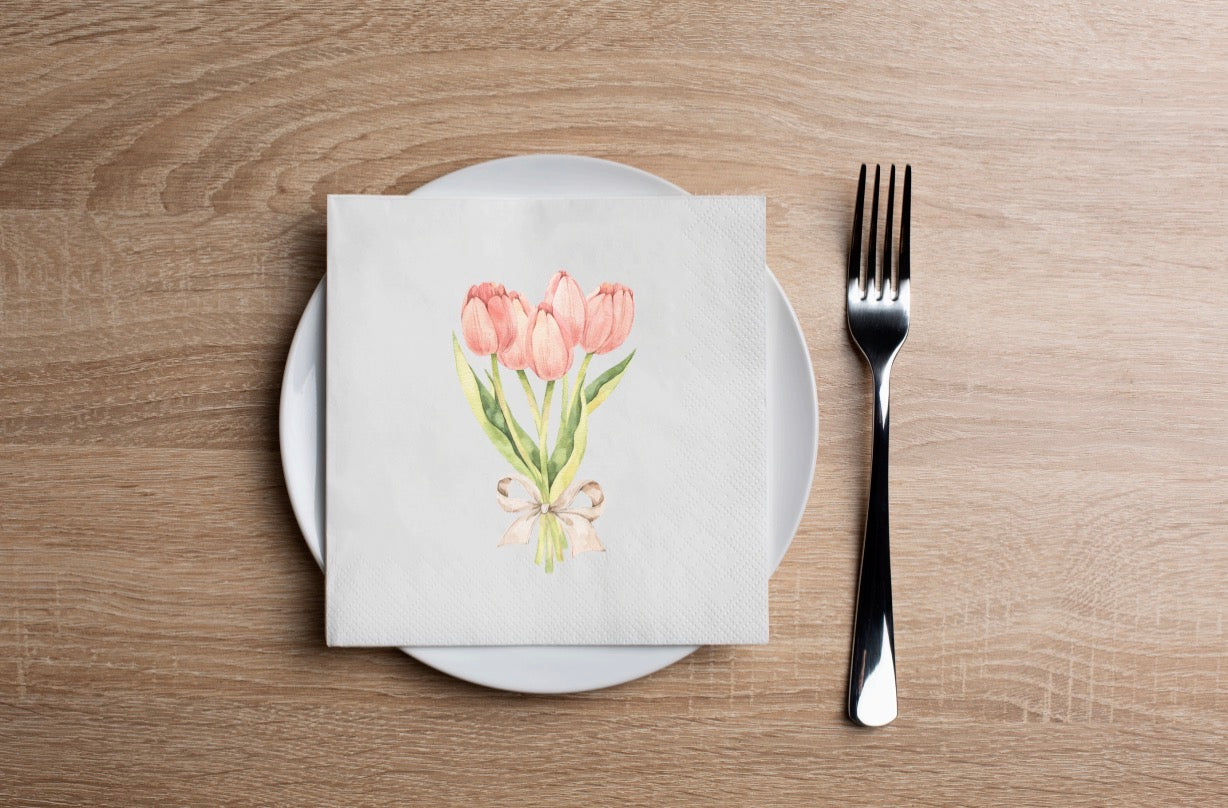 Tulip Bouquet Cocktail Napkin