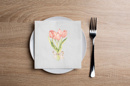 Tulip Bouquet Cocktail Napkin