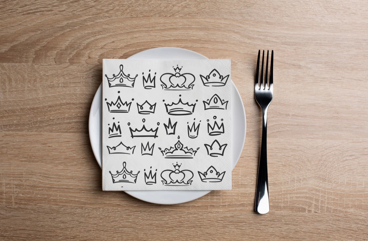 Crown Sketches Cocktail Napkin