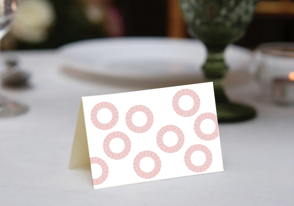 Cherry Geometric Wreath Place Cards