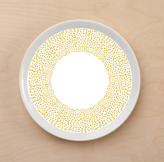 Ochre Geometric Wreath Plate Accent