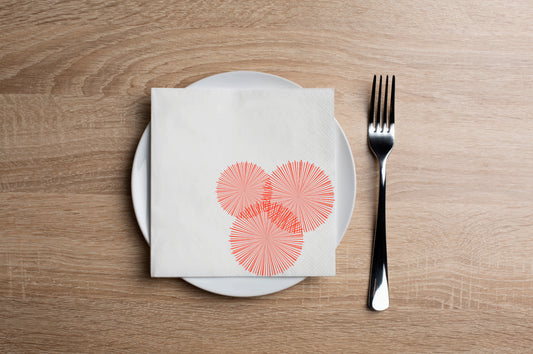 Radial Burst Red Cocktail Napkin