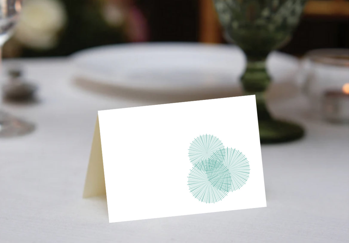 Radial Burst Green Place Cards